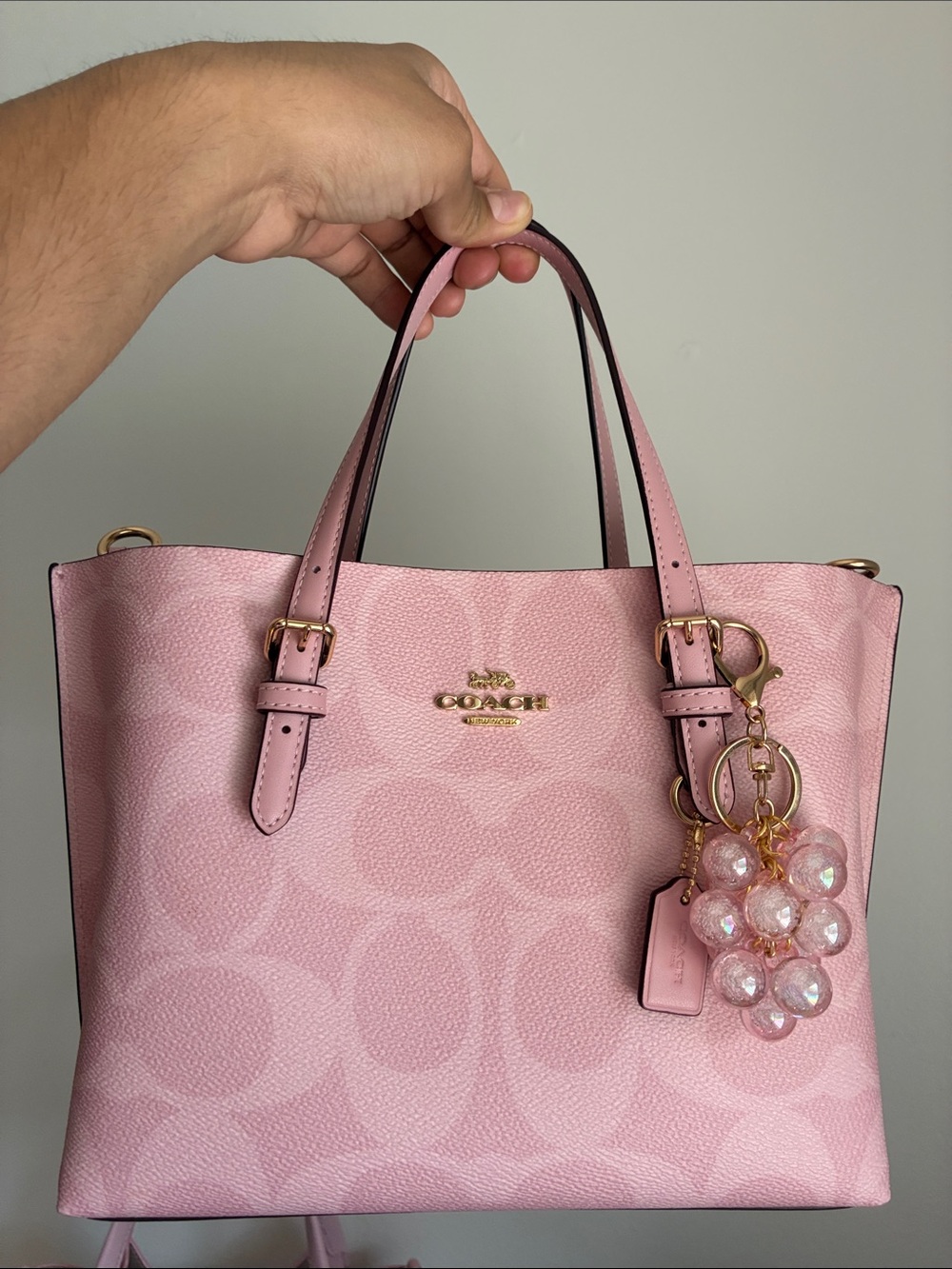 2/$20🎀 Iridescent Pink Bubble Grape Keychain with Gold Hardware